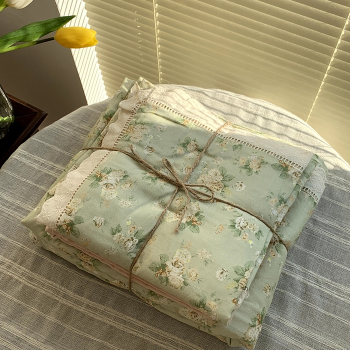 91家纺网 家纺一手货源 找家纺 源启生活 2025新款镂空蕾丝边四件套 晨茵