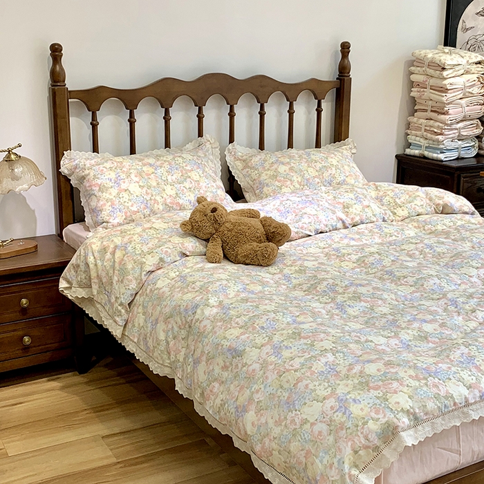 91家纺网 家纺一手货源 找家纺 源启生活 2025新款镂空蕾丝边四件套 半岛红茶