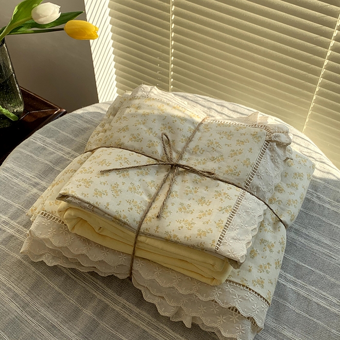 91家纺网 家纺一手货源 找家纺 源启生活 2025新款镂空蕾丝边四件套 小美满