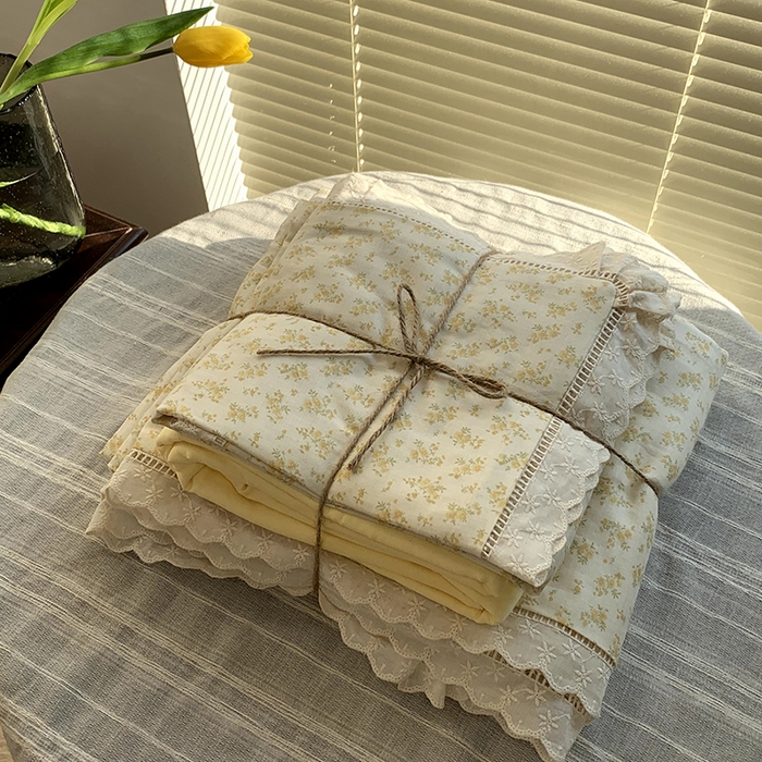 91家纺网 家纺一手货源 找家纺 源启生活 2025新款镂空蕾丝边四件套 小美满