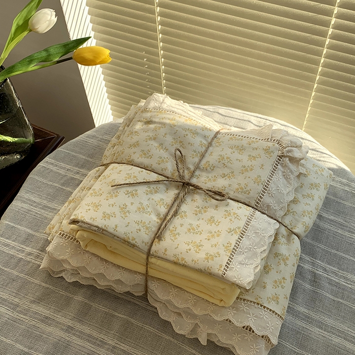 91家纺网 家纺一手货源 找家纺 源启生活 2025新款镂空蕾丝边四件套 小美满