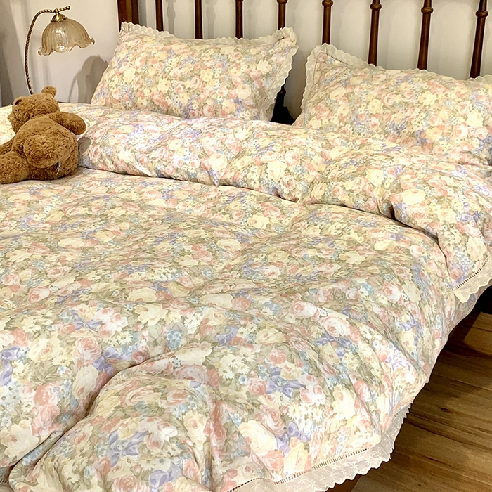 91家纺网 家纺一手货源 找家纺 源启生活 2025新款镂空蕾丝边四件套 半岛红茶