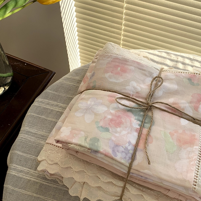 91家纺网 家纺一手货源 找家纺 源启生活 2025新款镂空蕾丝边四件套 云水谣