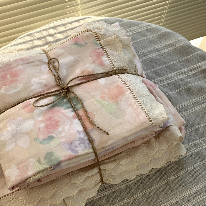 91家纺网 家纺一手货源 找家纺 源启生活 2025新款镂空蕾丝边四件套 云水谣