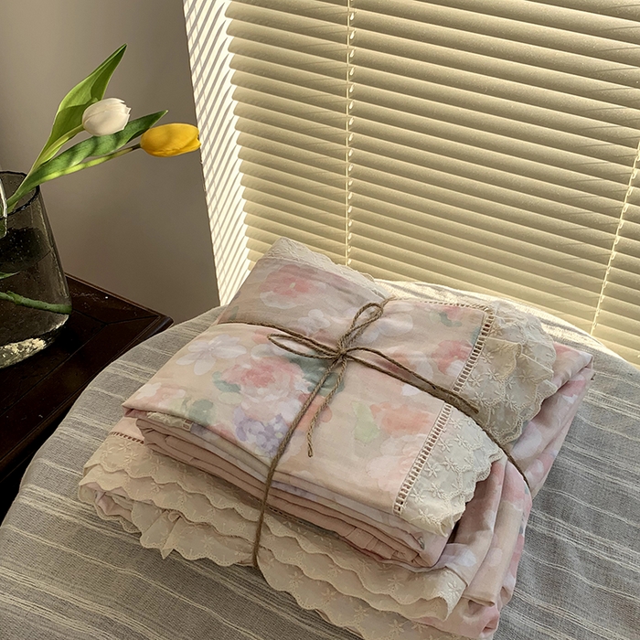 91家纺网 家纺一手货源 找家纺 源启生活 2025新款镂空蕾丝边四件套 云水谣