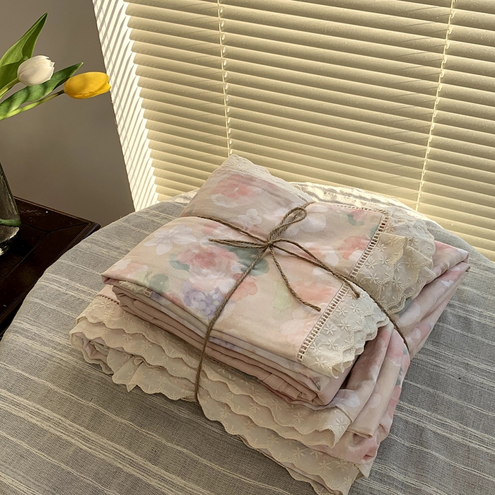 91家纺网 家纺一手货源 找家纺 源启生活 2025新款镂空蕾丝边四件套 云水谣