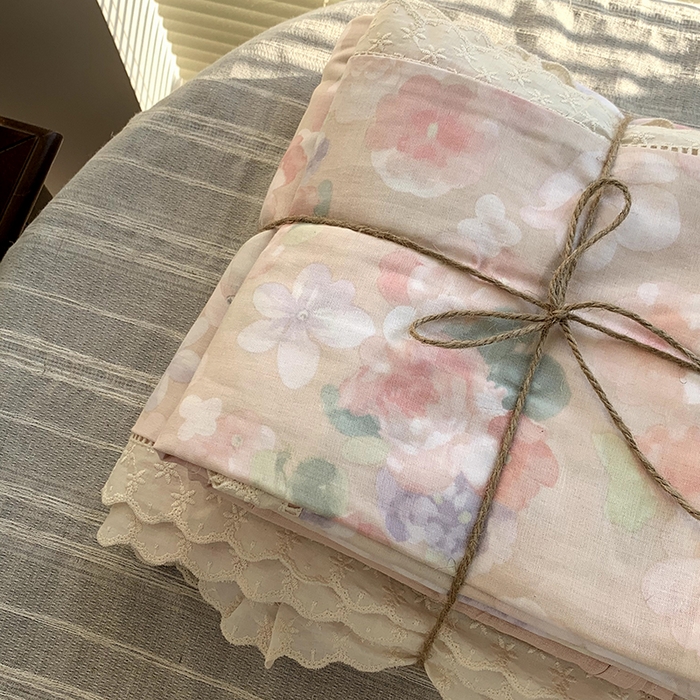 91家纺网 家纺一手货源 找家纺 源启生活 2025新款镂空蕾丝边四件套 云水谣