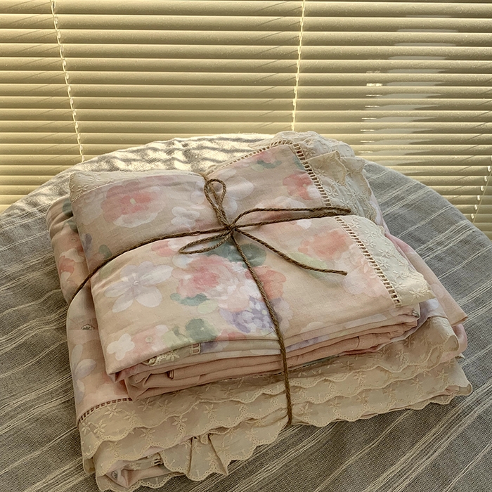 91家纺网 家纺一手货源 找家纺 源启生活 2025新款镂空蕾丝边四件套 云水谣