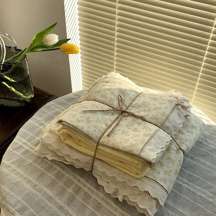 91家纺网 家纺一手货源 找家纺 源启生活 2025新款镂空蕾丝边四件套 小美满