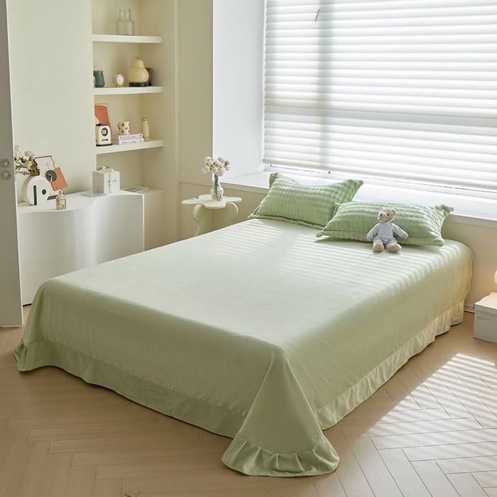 91家纺网 家纺一手货源 找家纺 卡斯诺家纺馆 2025新款A类高克重兔毛绒牛奶绒四件套（赠礼袋） 抹茶绿