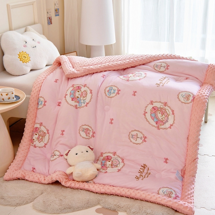 （总）乐秀家纺 2025新款A类三丽鸥针织棉豆豆被 带激光防伪吊牌