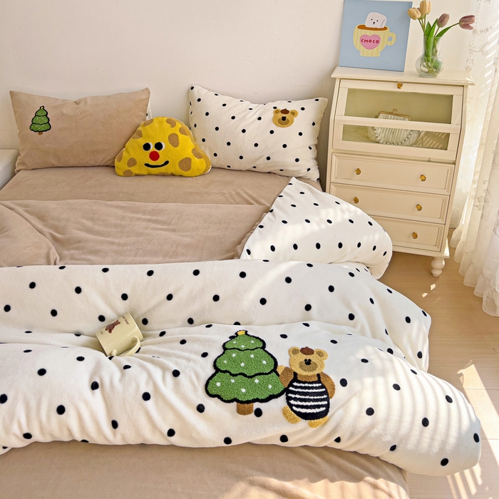 91家纺网 家纺一手货源 找家纺 （总）乐童家纺 2025新款小清新牛奶绒毛巾绣四件套-第三波