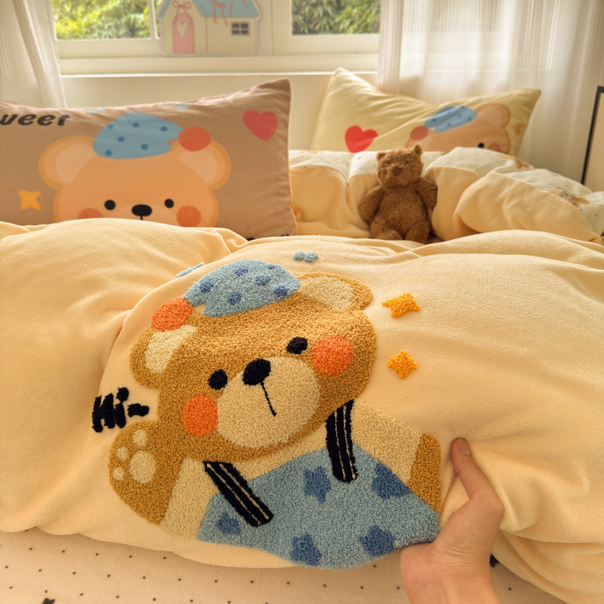 91家纺网 家纺一手货源 找家纺 （总）一霖家纺 2025新款小清新牛奶绒毛巾绣四件套-第三波