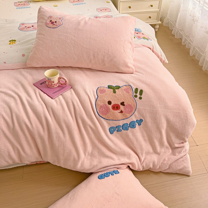 91家纺网 家纺一手货源 找家纺 （总）一霖家纺 2025新款小清新牛奶绒毛巾绣四件套-第三波