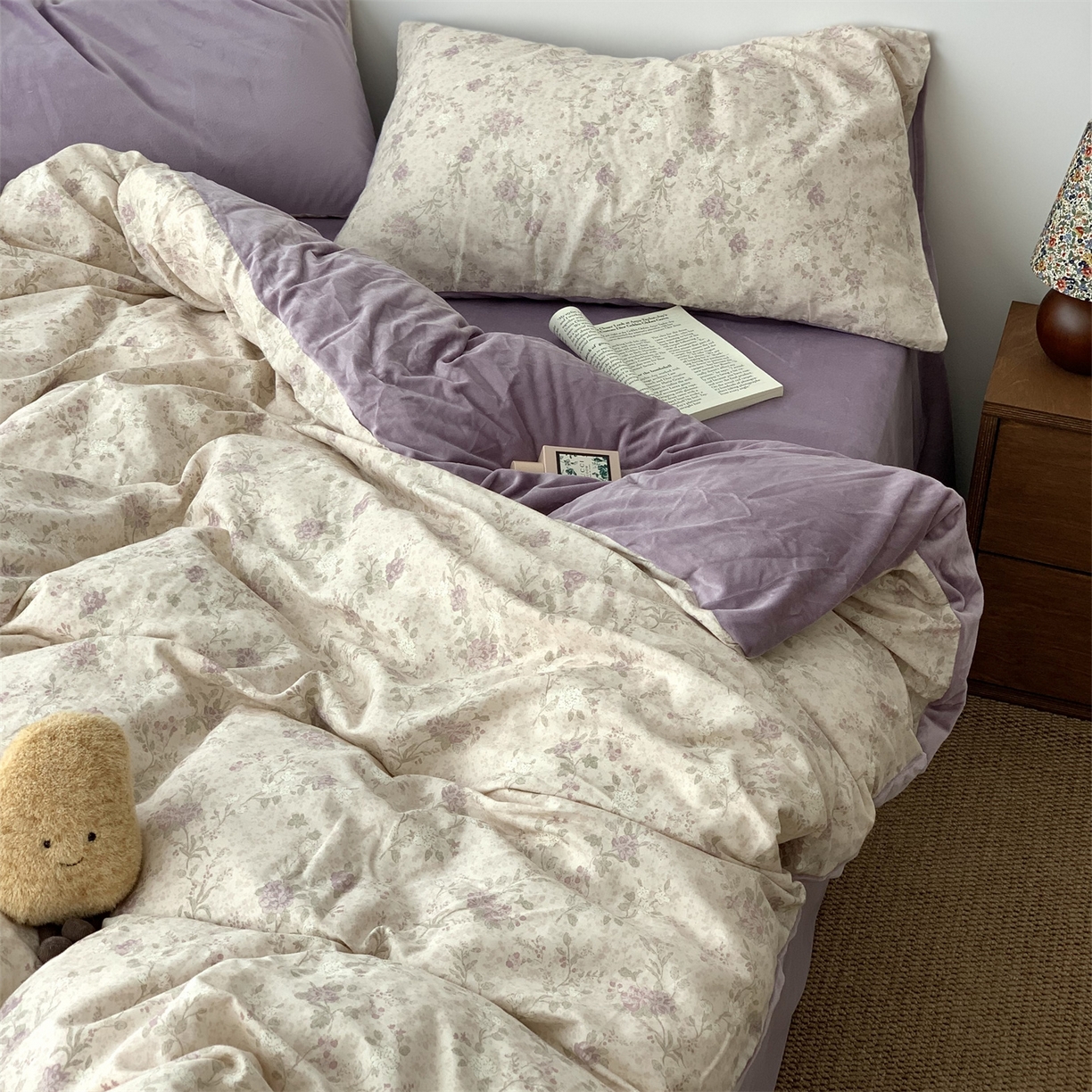 91家纺网 家纺一手货源 找家纺 源启生活 2025新款棉加绒套件四件套 巴黎晚香