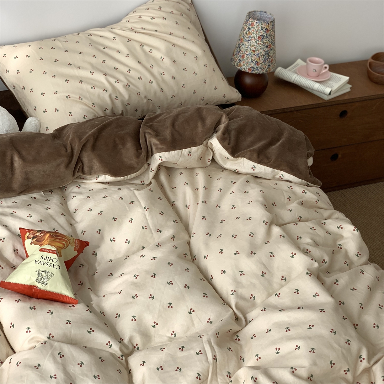 91家纺网 家纺一手货源 找家纺 源启生活 2025新款棉加绒套件四件套 车厘子