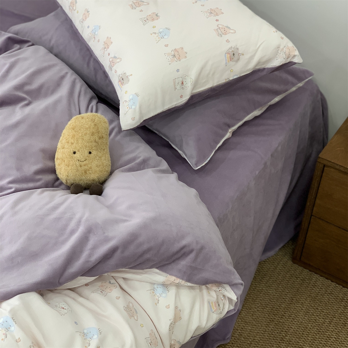 91家纺网 家纺一手货源 找家纺 源启生活 2025新款棉加绒套件四件套 玛卡巴卡