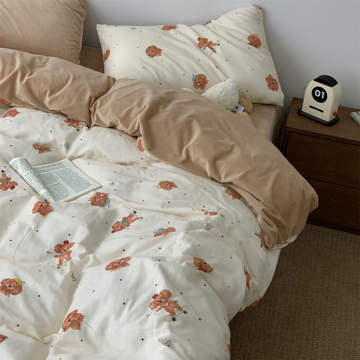 91家纺网 家纺一手货源 找家纺 源启生活 2025新款棉加绒套件四件套 萌萌狗