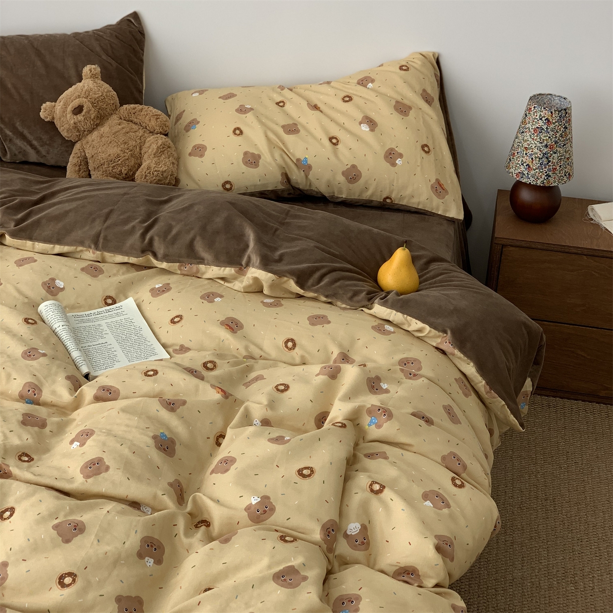 源启生活 2025新款棉加绒套件四件套 曲奇小熊
