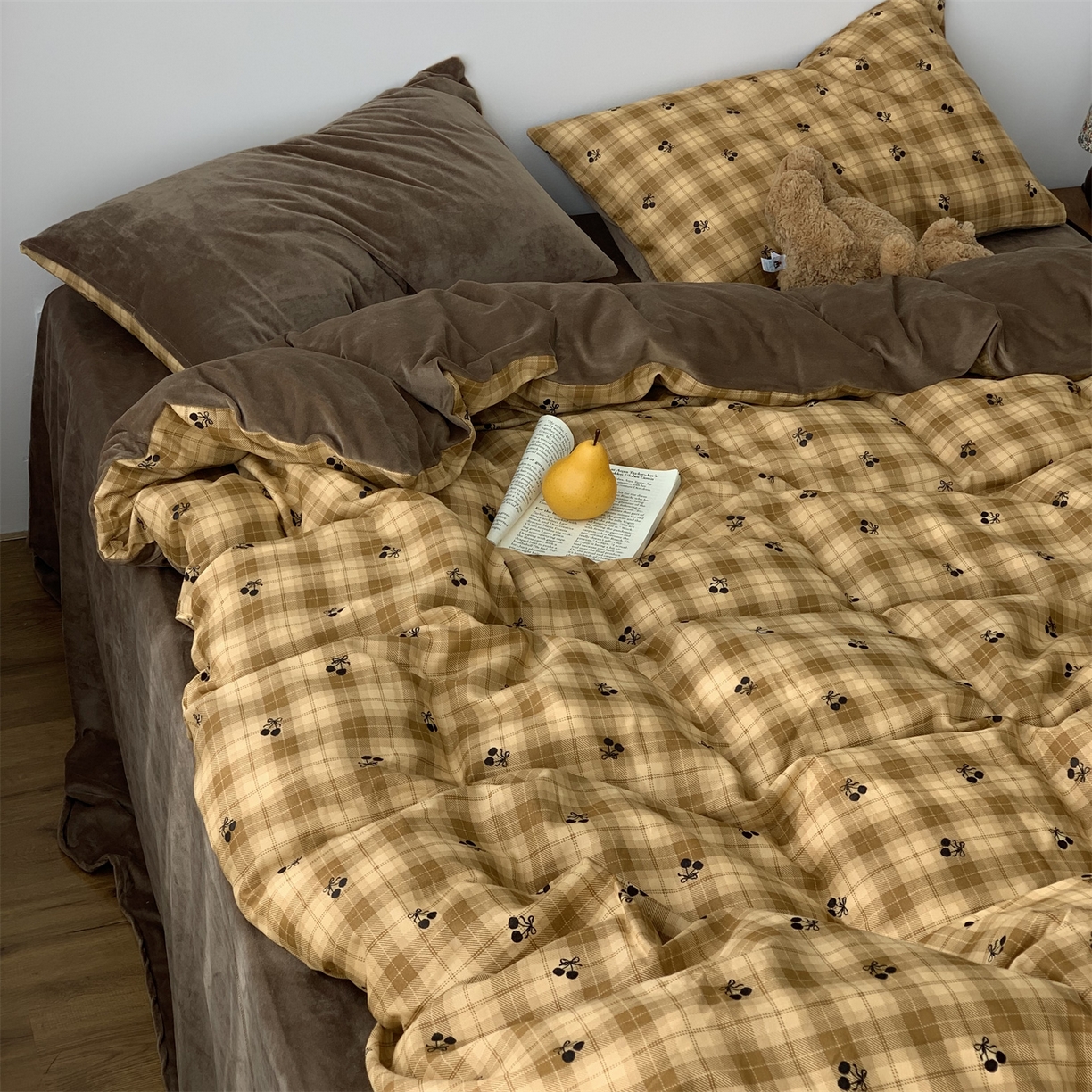 91家纺网 家纺一手货源 找家纺 源启生活 2025新款棉加绒套件四件套 糖炒栗子