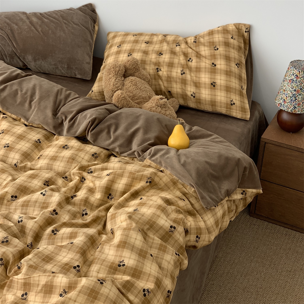 91家纺网 家纺一手货源 找家纺 源启生活 2025新款棉加绒套件四件套 糖炒栗子