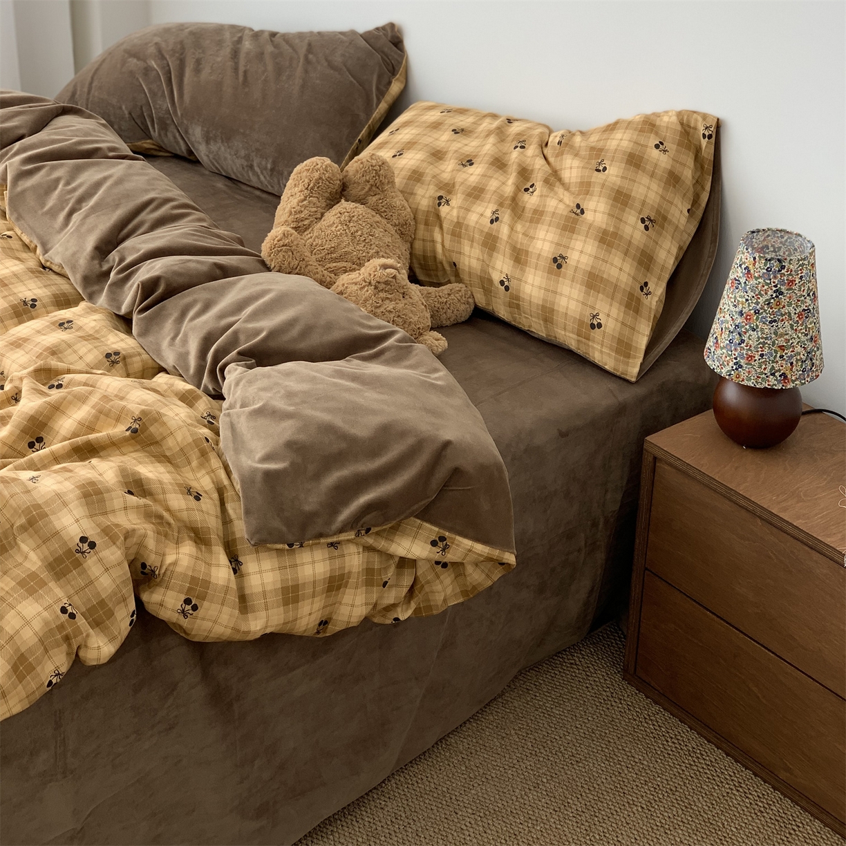 91家纺网 家纺一手货源 找家纺 源启生活 2025新款棉加绒套件四件套 糖炒栗子