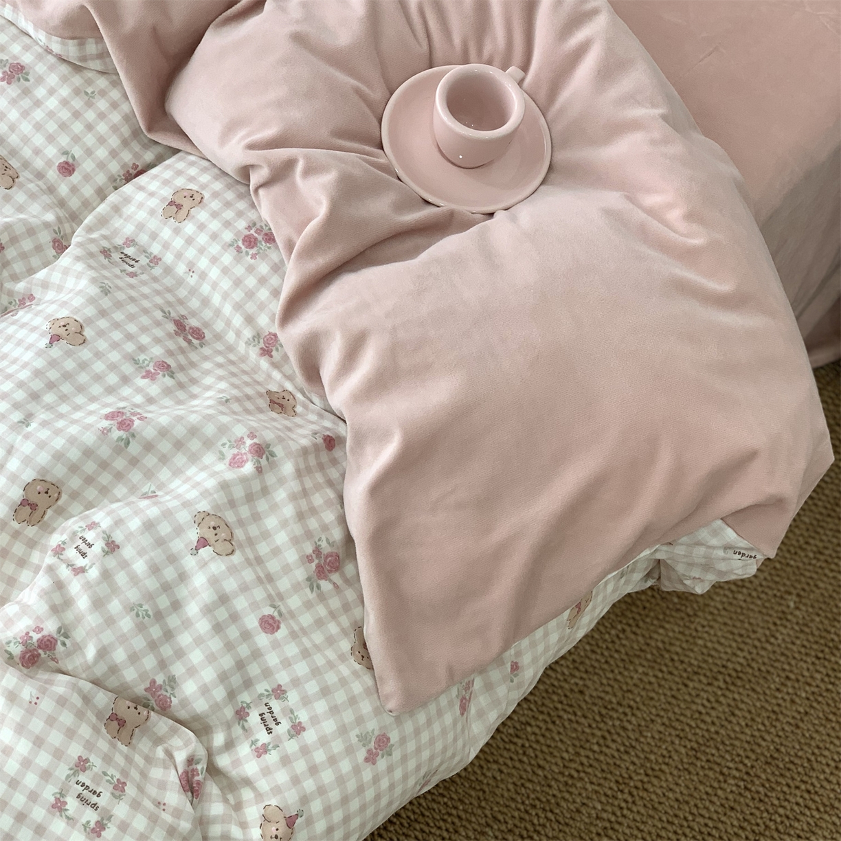 91家纺网 家纺一手货源 找家纺 源启生活 2025新款棉加绒套件四件套 珍妮