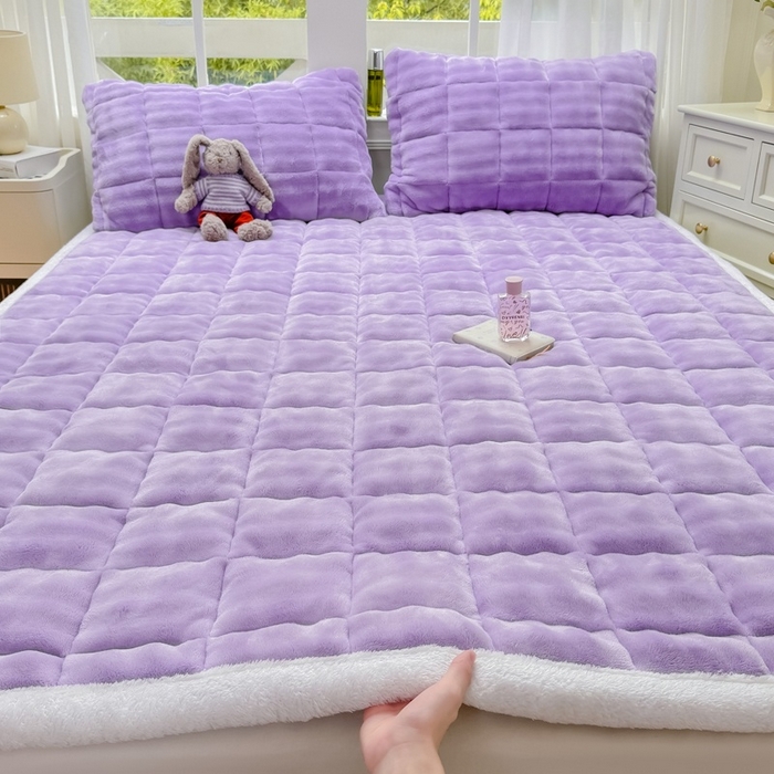 （总）麒东家纺 2025新款泡泡绒纯色夹棉床垫