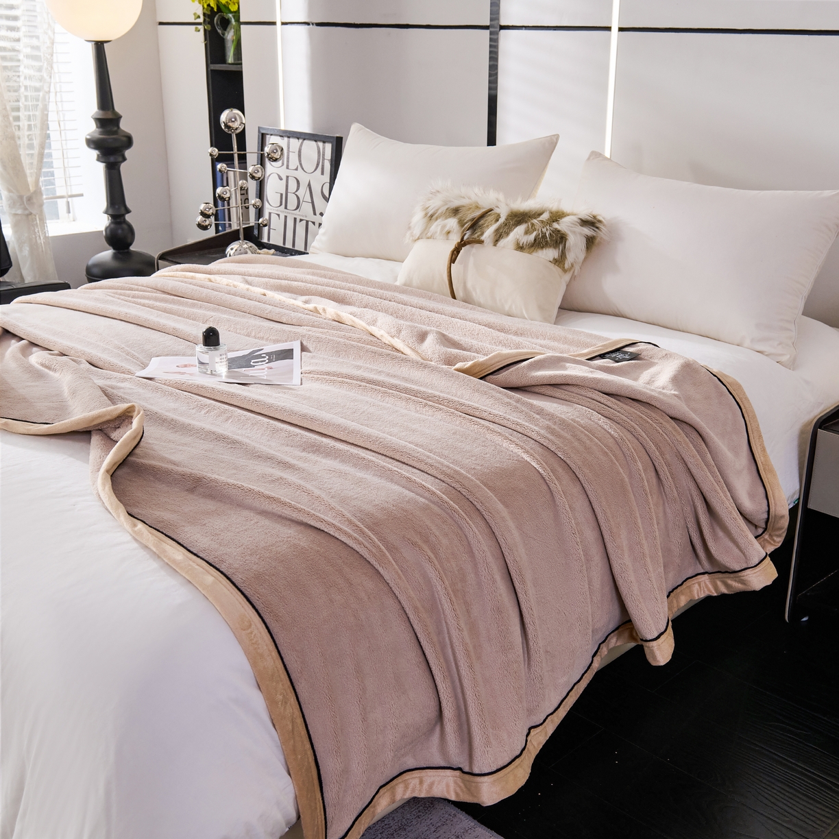 91家纺网 家纺一手货源 找家纺 馨米莱家纺 2025新款全消光牛奶绒毛毯 米色