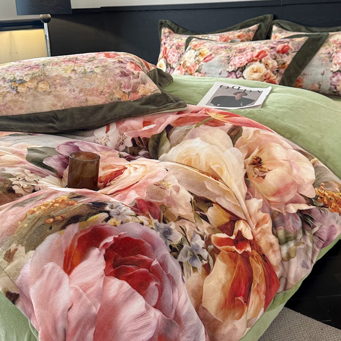 91家纺网 家纺一手货源 找家纺 诺梵家纺 2025新款暗合大版数码印花四件套 画春山-绿