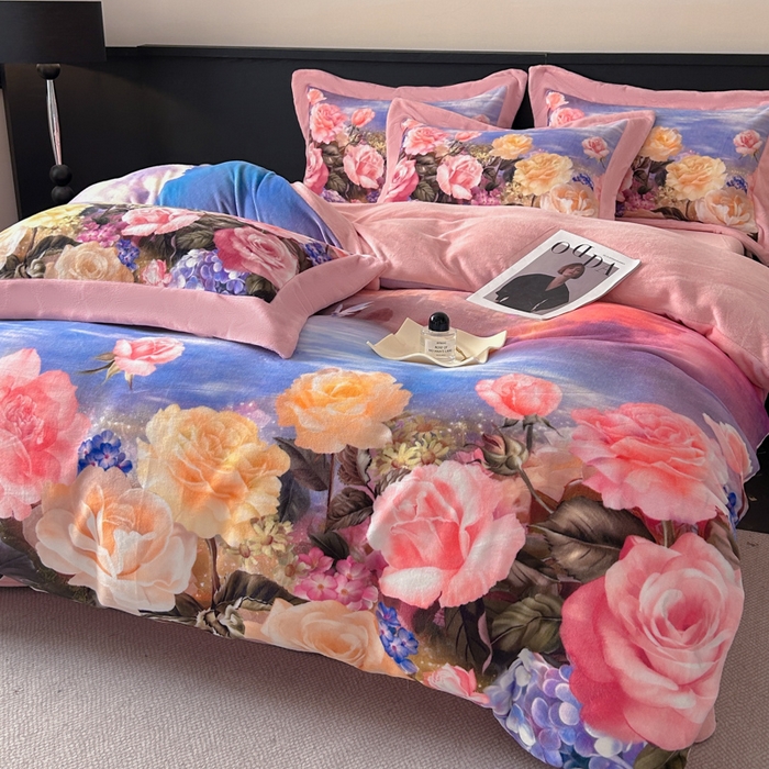 诺梵家纺 2025新款暗合大版数码印花四件套 沐花池