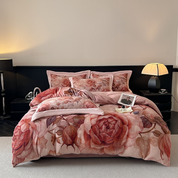 91家纺网 家纺一手货源 找家纺 诺梵家纺 2025新款暗合大版数码印花四件套 秋芜眠