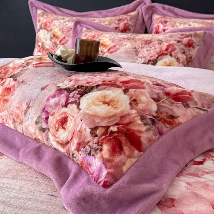 91家纺网 家纺一手货源 找家纺 诺梵家纺 2025新款暗合大版数码印花四件套 画春山-紫