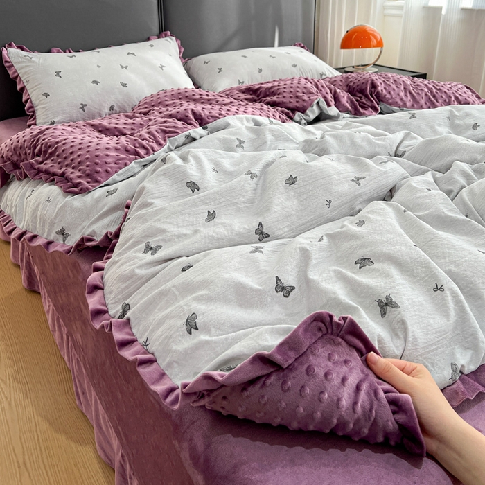 91家纺网 家纺一手货源 找家纺 （总）一比一家纺 2025新款保暖舒适云感纱➕绒加绒四件套