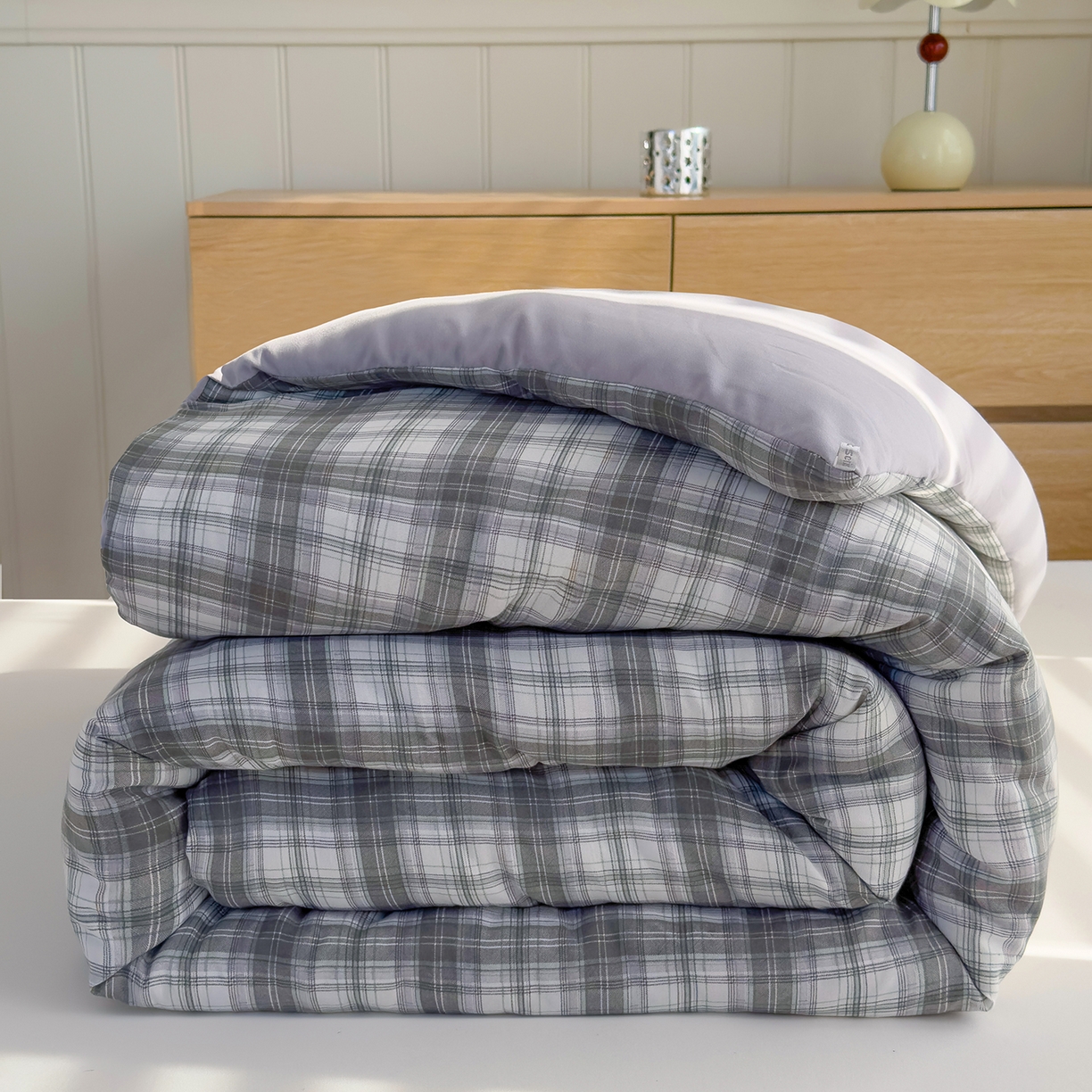 91家纺网 家纺一手货源 找家纺 （总）桔禾家纺 2025新款无印风水洗棉云朵棉格子春秋被冬被被子被芯