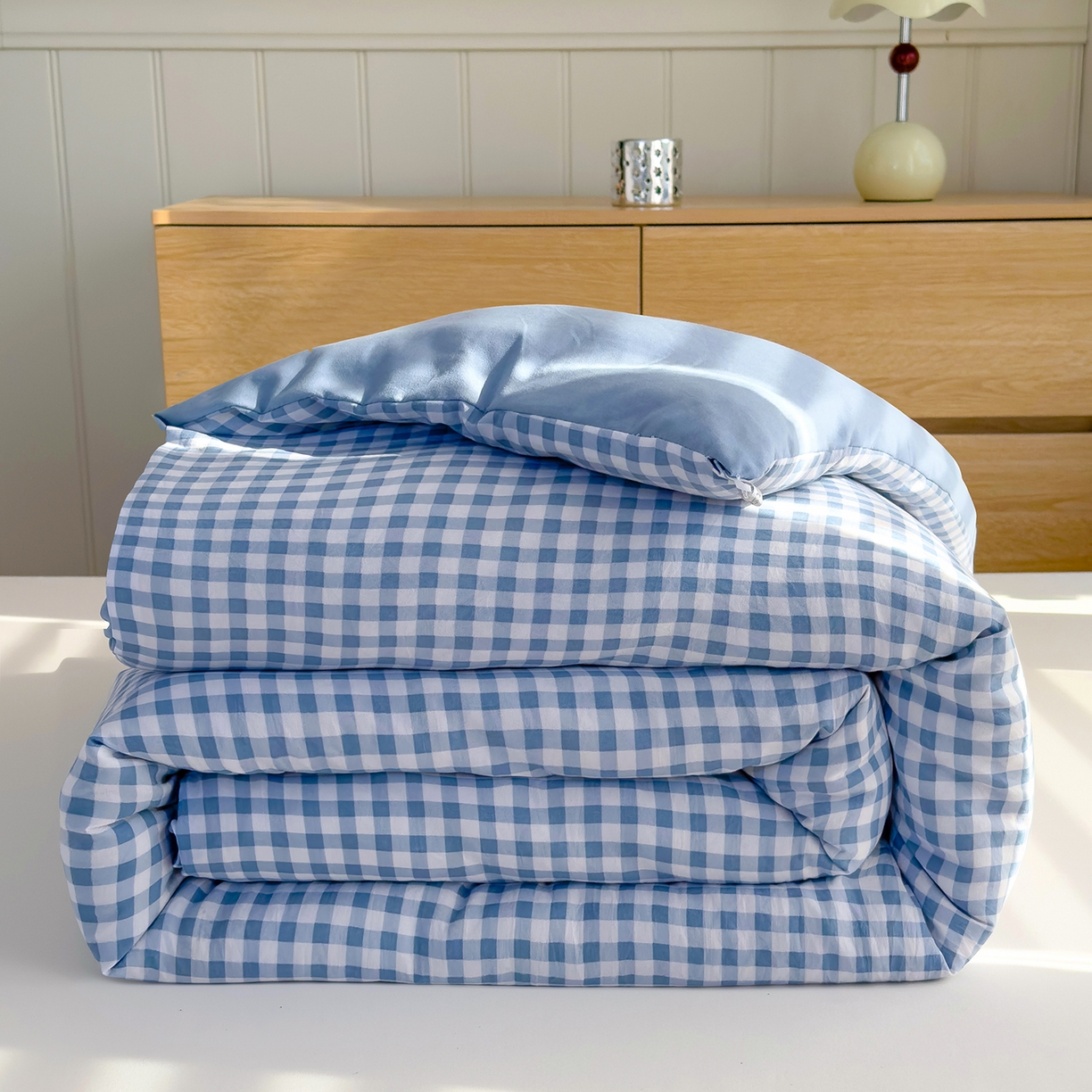 91家纺网 家纺一手货源 找家纺 （总）桔禾家纺 2025新款无印风水洗棉云朵棉格子春秋被冬被被子被芯