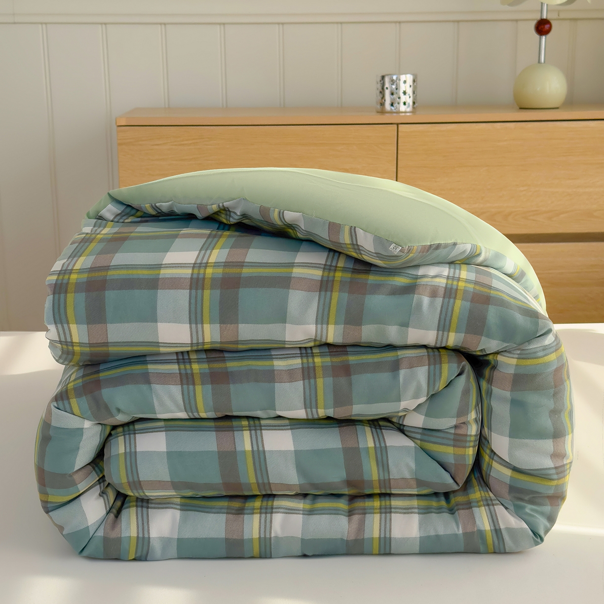 91家纺网 家纺一手货源 找家纺 （总）桔禾家纺 2025新款无印风水洗棉云朵棉格子春秋被冬被被子被芯