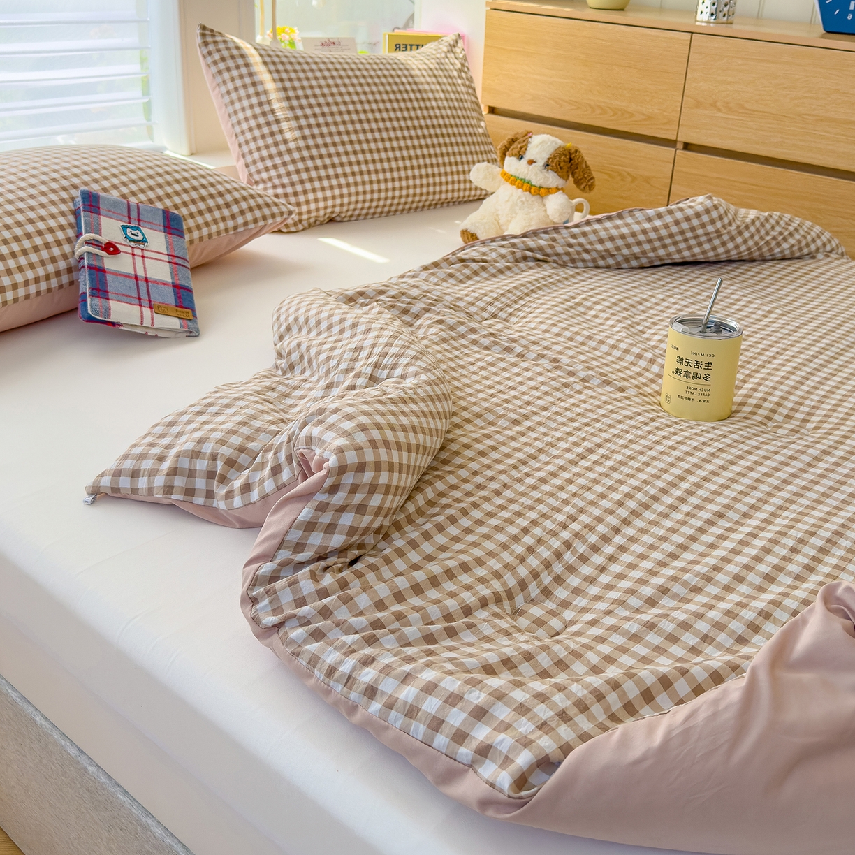 91家纺网 家纺一手货源 找家纺 （总）桔禾家纺 2025新款无印风水洗棉云朵棉格子春秋被冬被被子被芯