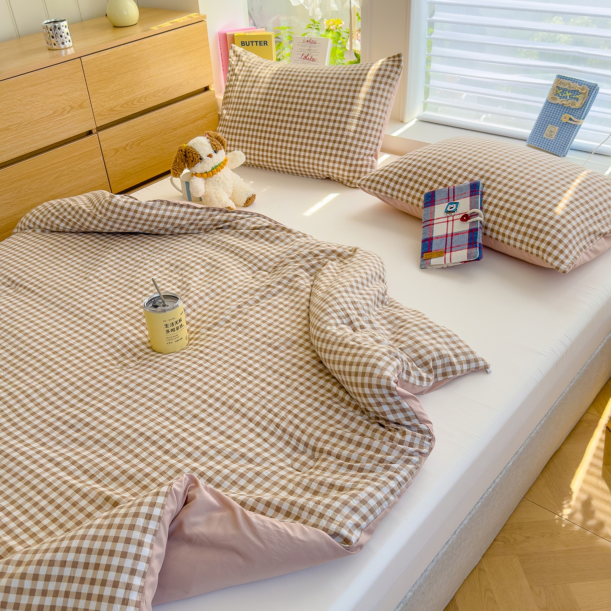 91家纺网 家纺一手货源 找家纺 （总）桔禾家纺 2025新款无印风水洗棉云朵棉格子春秋被冬被被子被芯