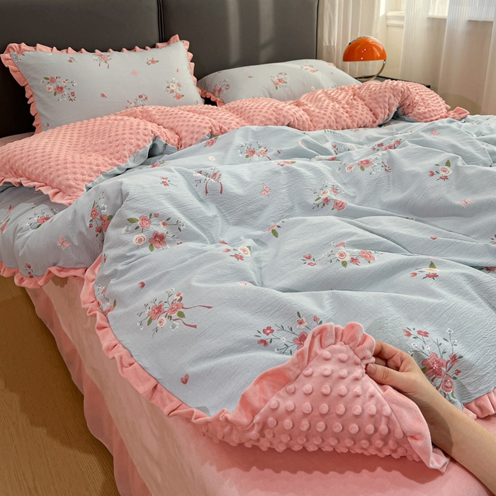 91家纺网 家纺一手货源 找家纺 （总）一比一家纺 2025新款保暖舒适云感纱➕绒加绒四件套