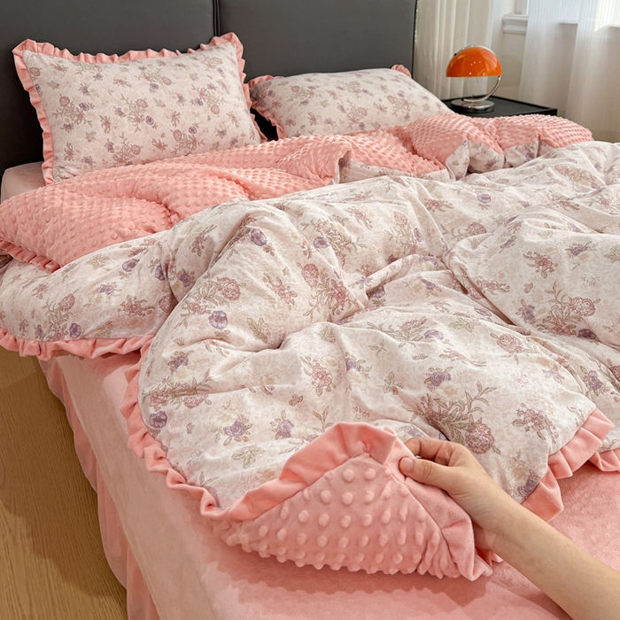 一比一家纺 2025新款保暖舒适云感纱➕绒加绒四件套 黛秋