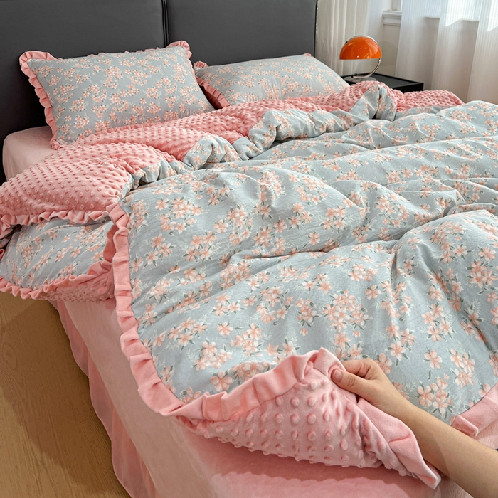 一比一家纺 2025新款保暖舒适云感纱➕绒加绒四件套 兰亭序