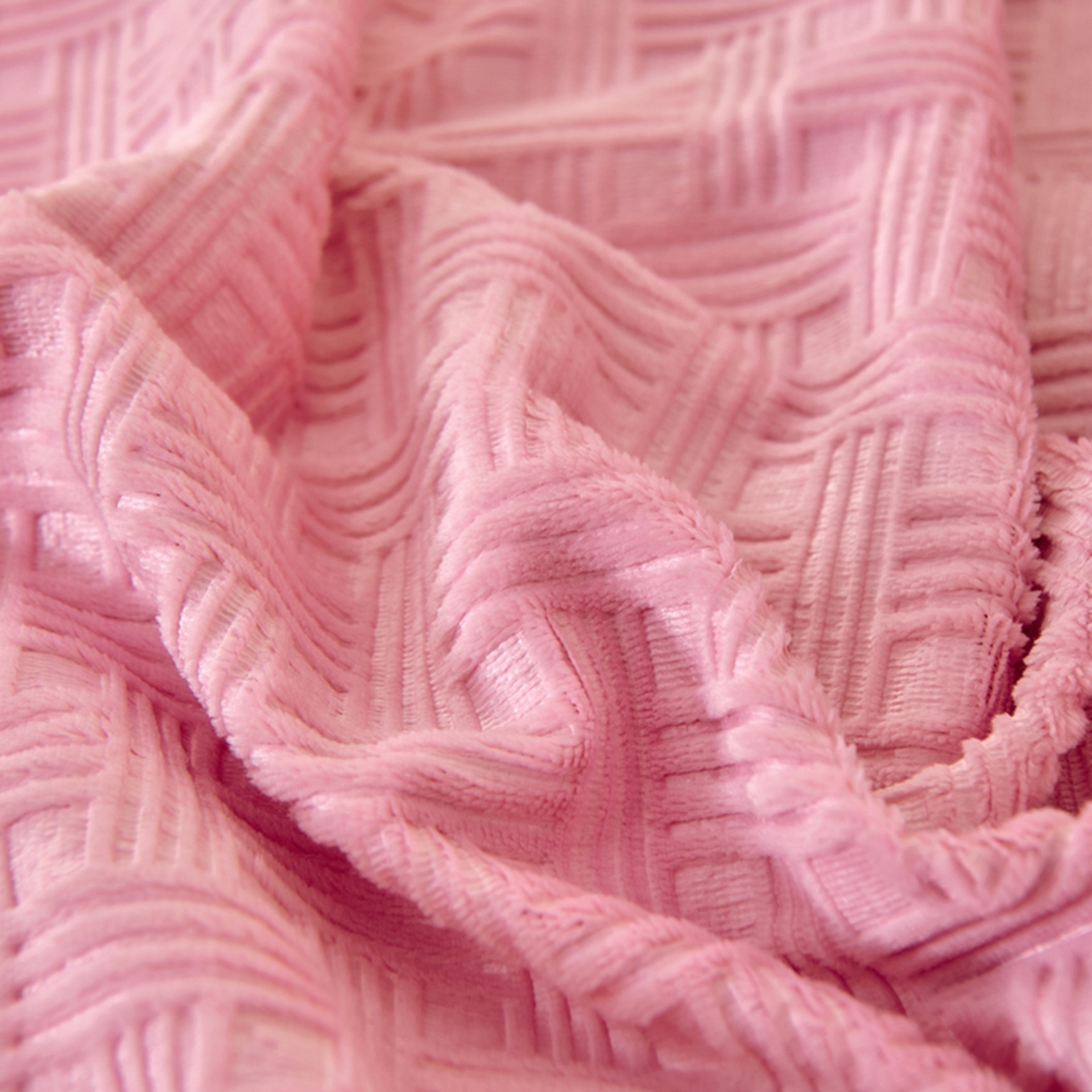 91家纺网 家纺一手货源 找家纺 栩裕纺织 2025新款华夫格牛奶绒北极绒冬被被子被芯 粉色