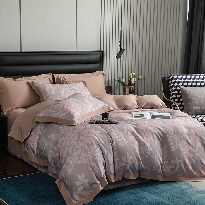 91家纺网 家纺一手货源 找家纺 栩裕纺织 2025新款艾康阳绒数码印花四件套 洛佩兹-粉