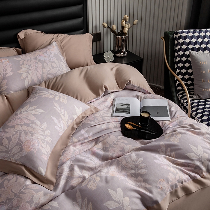 91家纺网 家纺一手货源 找家纺 栩裕纺织 2025新款艾康阳绒数码印花四件套 洛佩兹-粉