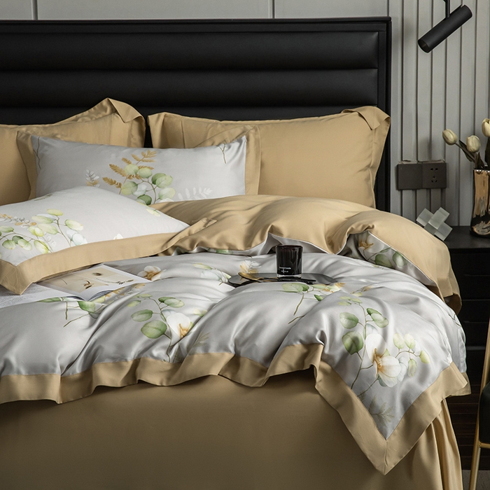 91家纺网 家纺一手货源 找家纺 栩裕纺织 2025新款艾康阳绒数码印花四件套 叶语柔情