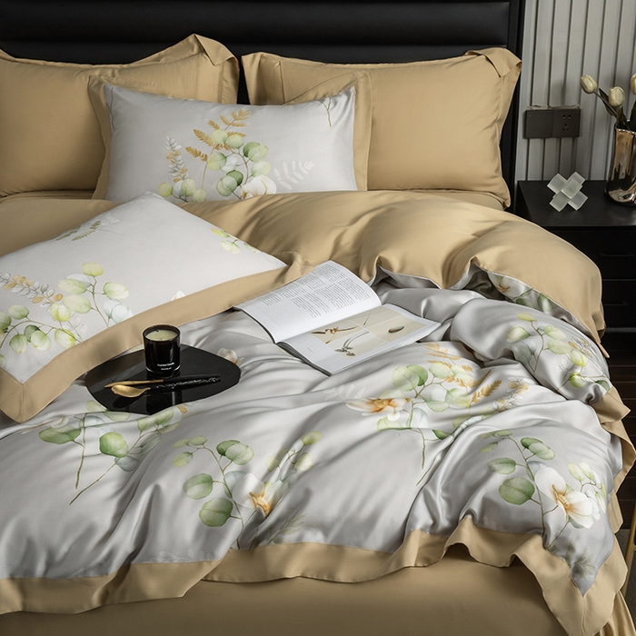 91家纺网 家纺一手货源 找家纺 栩裕纺织 2025新款艾康阳绒数码印花四件套 叶语柔情