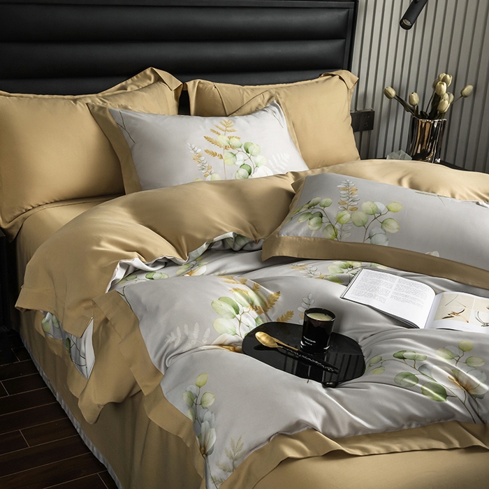 91家纺网 家纺一手货源 找家纺 栩裕纺织 2025新款艾康阳绒数码印花四件套 叶语柔情