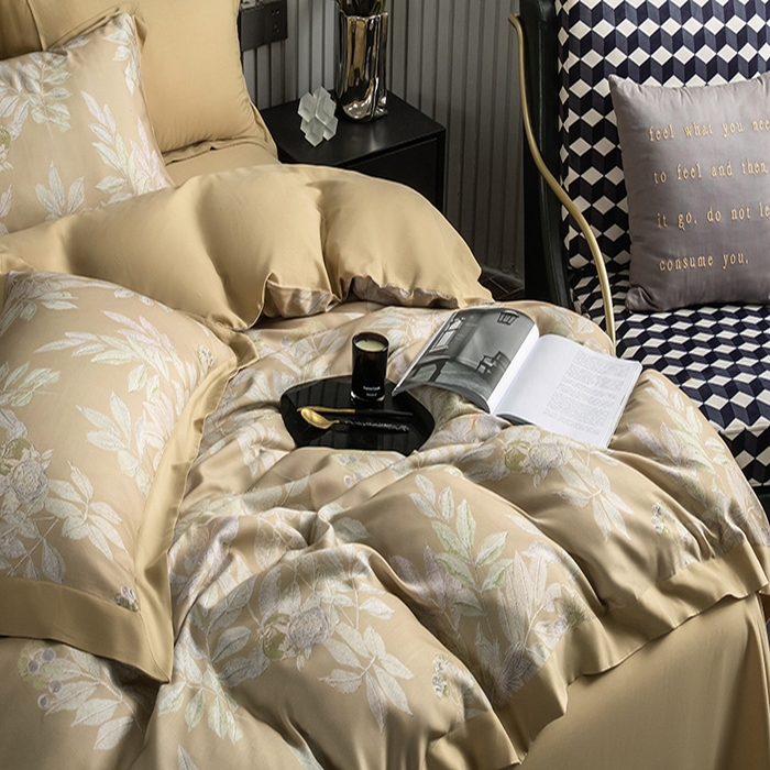 91家纺网 家纺一手货源 找家纺 栩裕纺织 2025新款艾康阳绒数码印花四件套 洛佩兹-黄