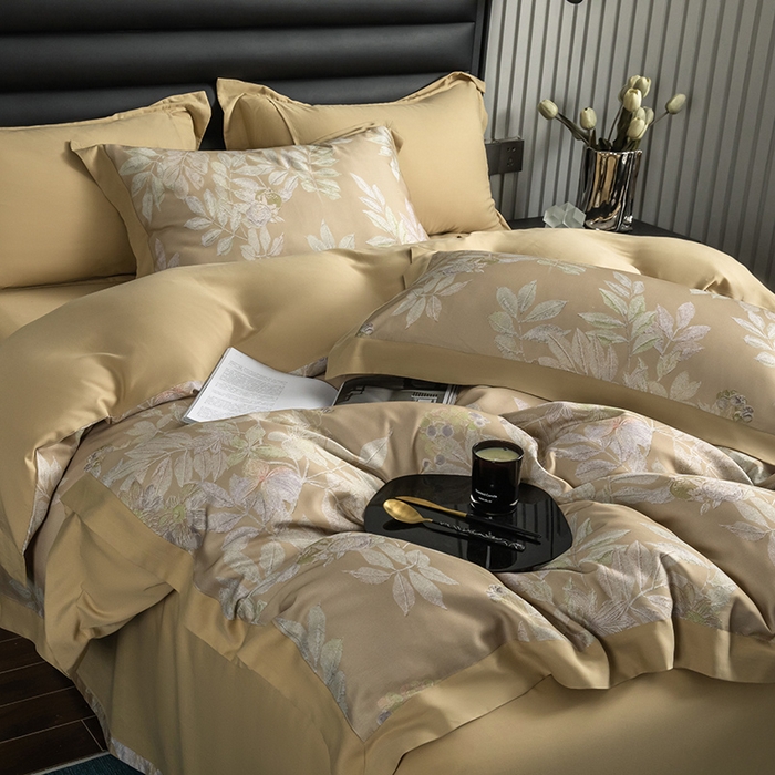 91家纺网 家纺一手货源 找家纺 栩裕纺织 2025新款艾康阳绒数码印花四件套 洛佩兹-黄